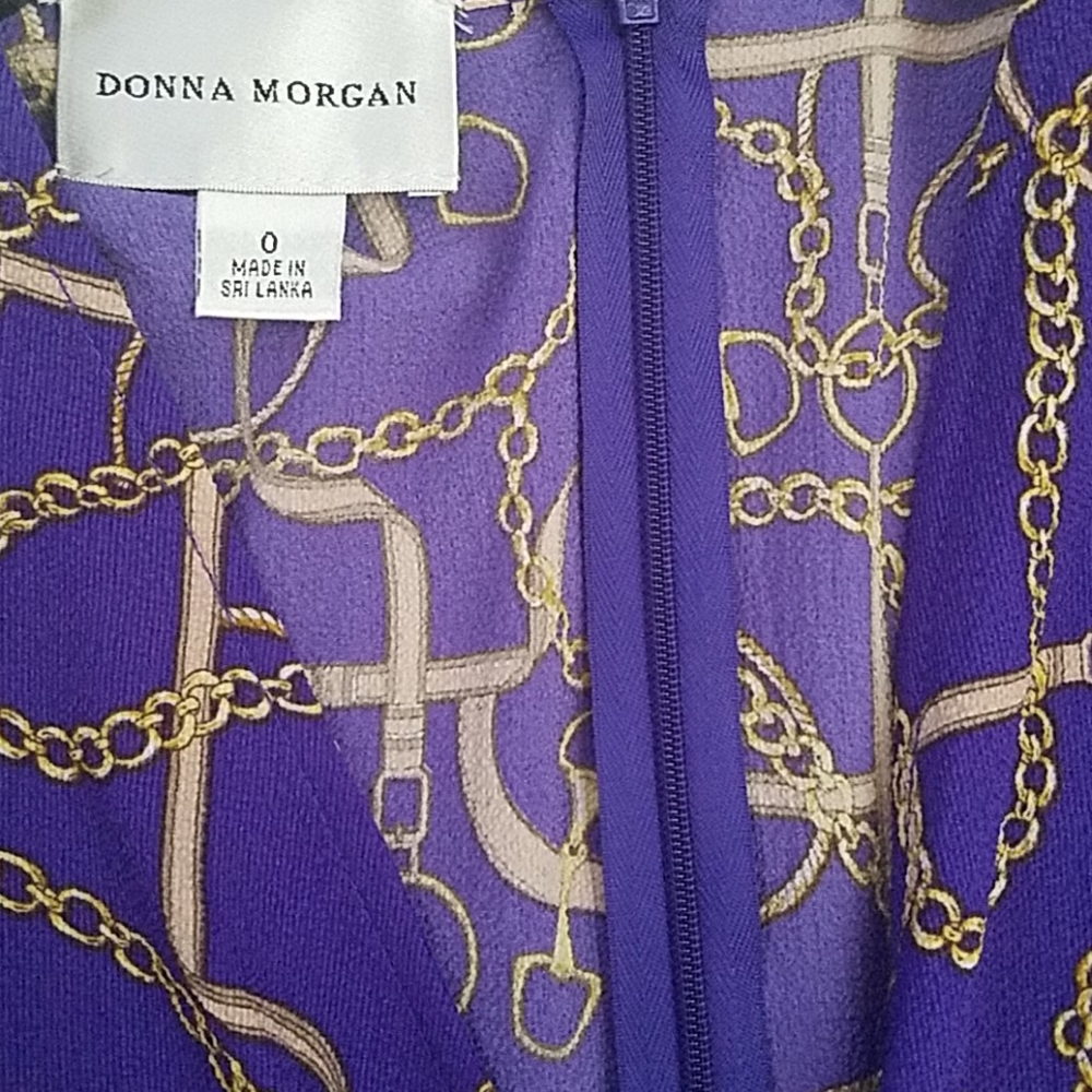 Donna Morgan purple A-line dress w 3/4 sleeves - Picture 2 of 4